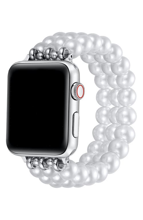 The Posh Tech Liz Imitation Pearl Apple Watch® Bracelet Watchband In White
