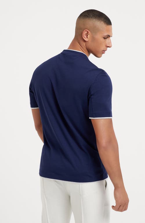 Shop Brunello Cucinelli T-shirt With Faux-layering In Indigo