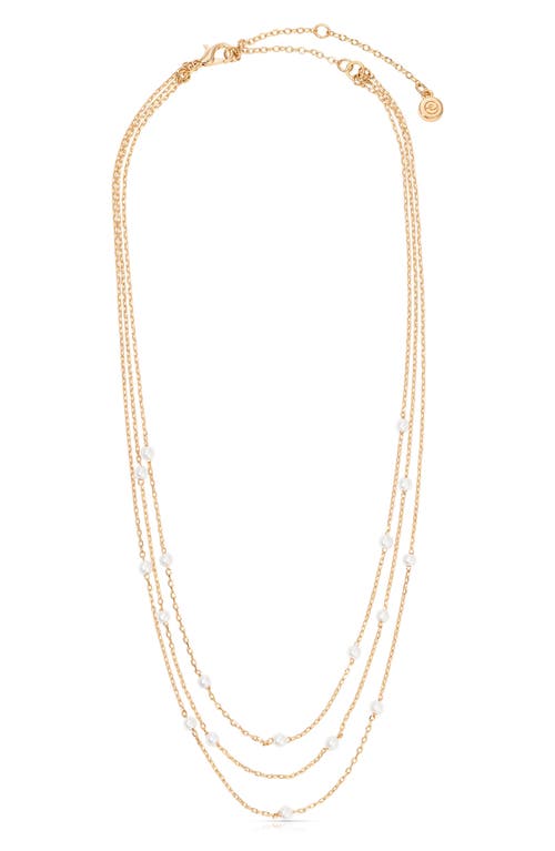 Shop Ettika Layered Imitation Pearl Station Necklace In Gold