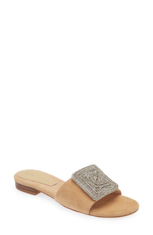 Dina Mismatched Slide Sandals in Almond Suede