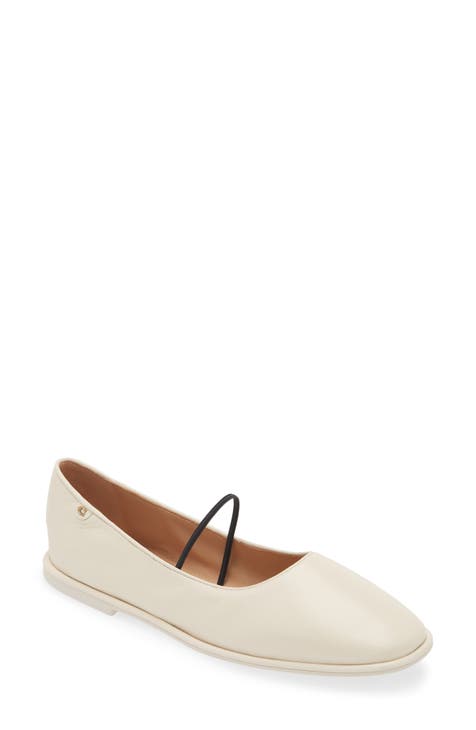 FLAT MARY JANE IN WHITE CALFSKIN