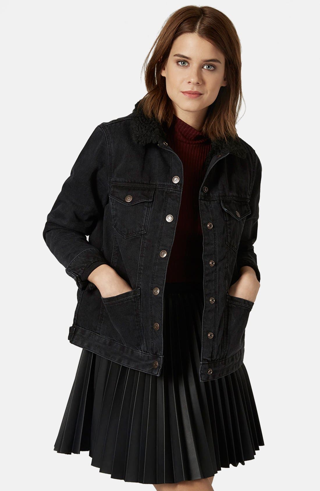 Denim Jacket with Faux Shearling Collar Nordstrom