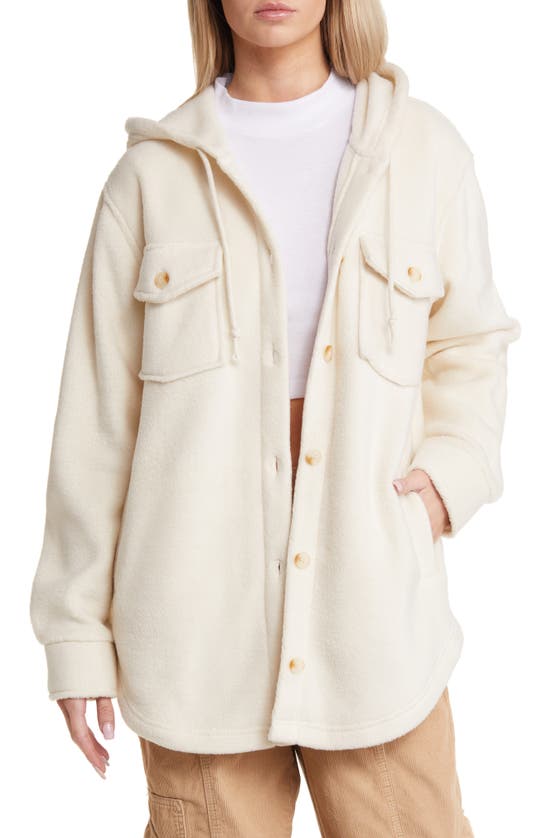 Thread & Supply Hooded Fleece Shacket In Ivory