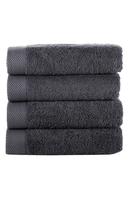 Shop Brooks Brothers Solid Signature 4-pack Turkish Cotton Washcloths In Anthracite