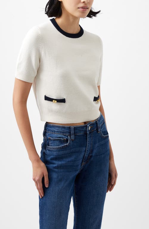 Shop French Connection Babysoft Short Sleeve Sweater In Classic Cream Marine