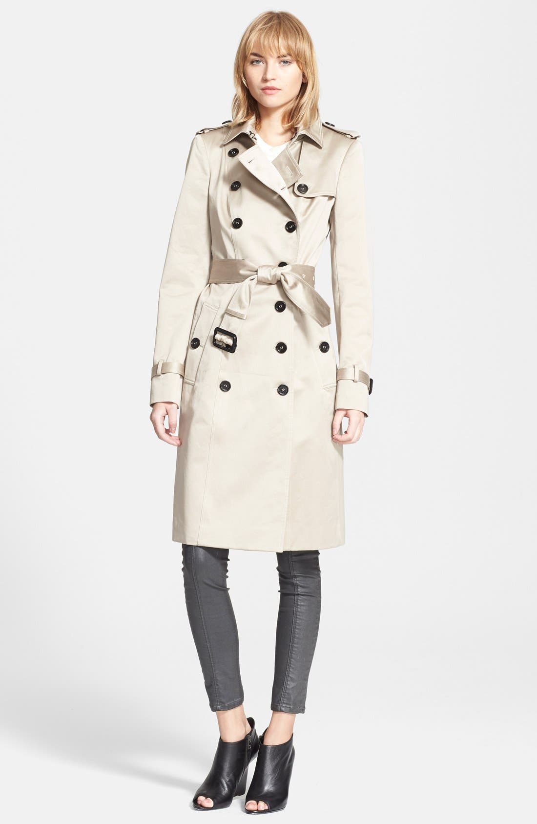 Burberry Prorsum Belted Sateen Trench Coat | Nordstrom