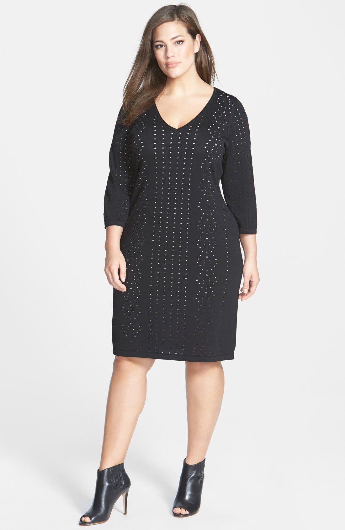 Calvin Klein V-Neck Sweater Dress (Plus Size) | Nordstrom
