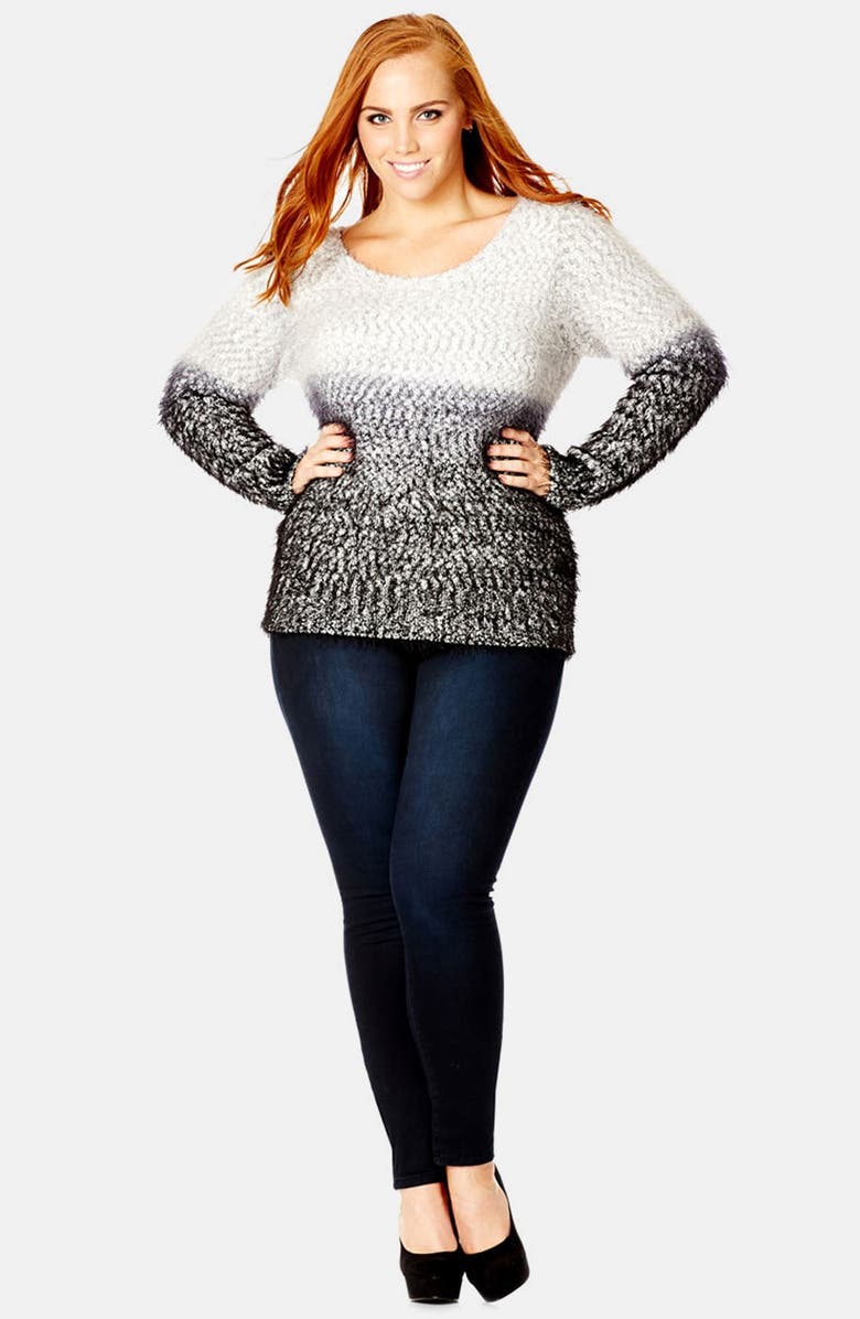 City Chic Fluffy Ombré Sweater (Plus Size) | Nordstrom