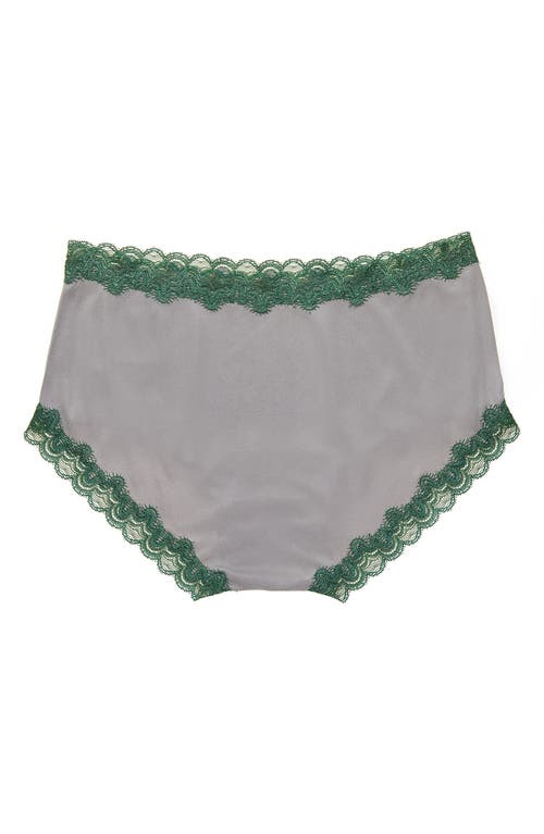 Shop Uwila Warrior Soft Silk Lace Trim Silk Briefs In Alloy/green