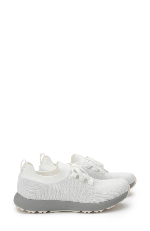 Alegria Froliq Water Resistant Knit Sneaker in Zesty White Fabric