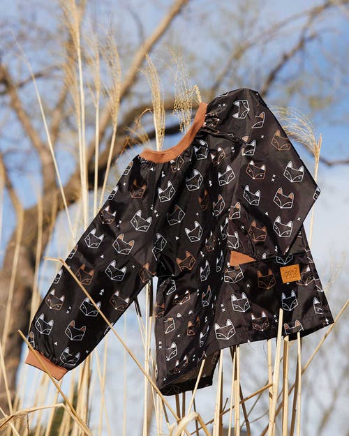 DEUX PAR DEUX DEUX PAR DEUX LITTLE BOY'S SCHOOL APRON BLACK PRINTED FOX 
