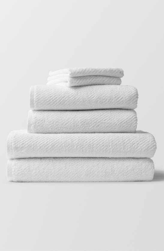 Coyuchi Air Weight® 6-piece Organic Cotton Bath Towel, Hand Towel & Washcloth Set In Alpine White