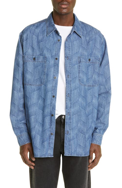 Isabel Marant Bhelyn Tonal Print Button-Up Shirt in Blue at Nordstrom, Size Small