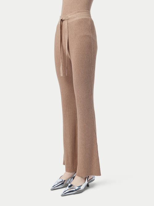 Gobi Mongolian Cashmere Drawstring Ribbed Cotton Silk Cashmere Blend Flares In Timber Wolf