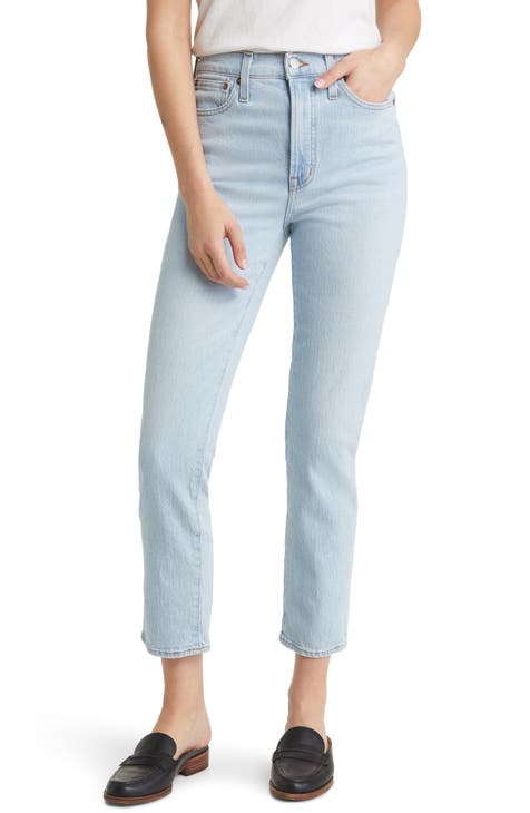 Madewell Baggy Ripped High Waist Straight Leg Jeans in Tile White at Nordstrom, Size 26