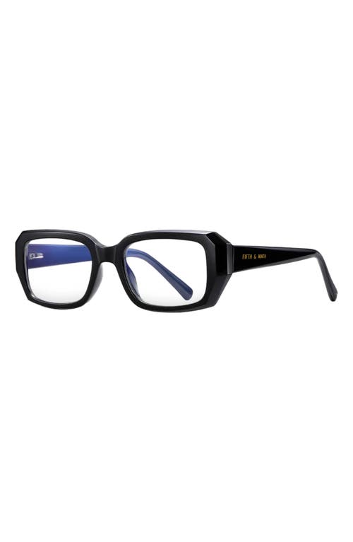 Fifth & Ninth Noa 51mm Rectangular Blue Light Blocking Glasses In Black/clear