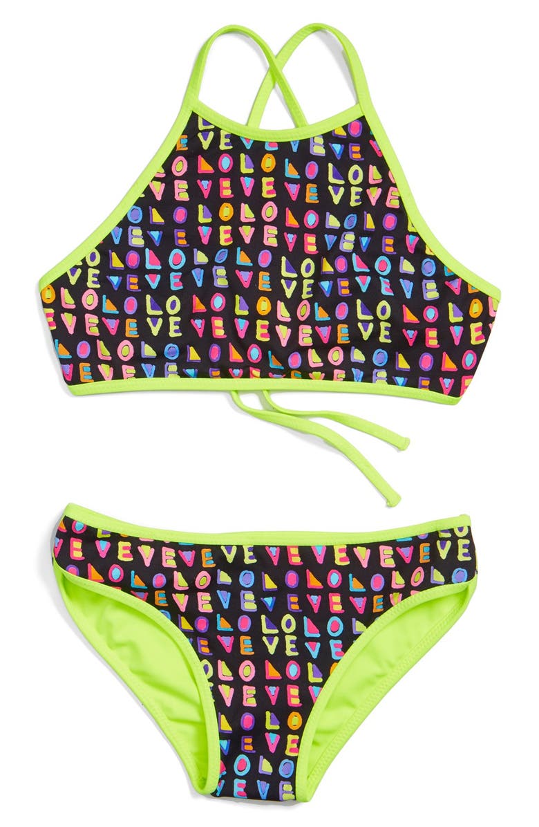 To The 9's Graphic Print Two-Piece Reversible Swimsuit (Big Girls ...