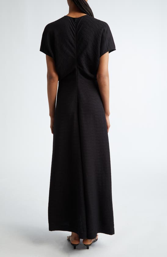 Shop Totême Crinkle Texture Knit Maxi Dress In Black