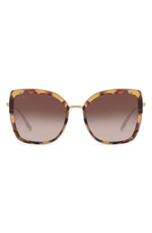 DIFF Clarisse 57mm Cat Eye Sunglasses in Gold /Lotus Tort