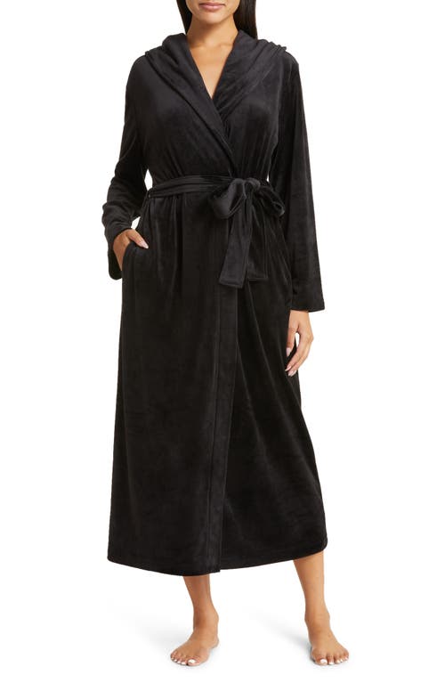 Nordstrom Velour Hooded Robe in Black at Nordstrom, Size Small