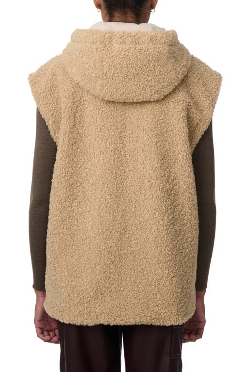 Shop Bernardo Faux Shearling Hooded Vest In Beige