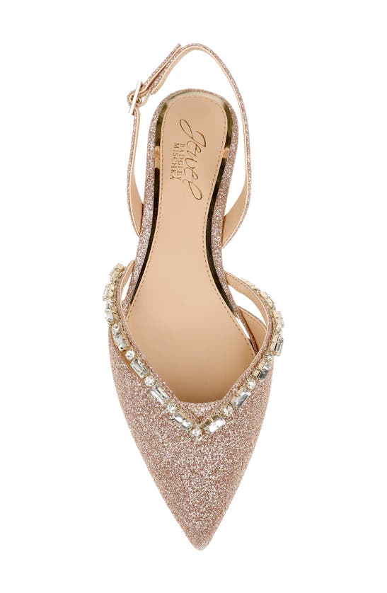Jewel Badgley Mischka Camden Pointed Toe Slingback Flat In Rose Gold