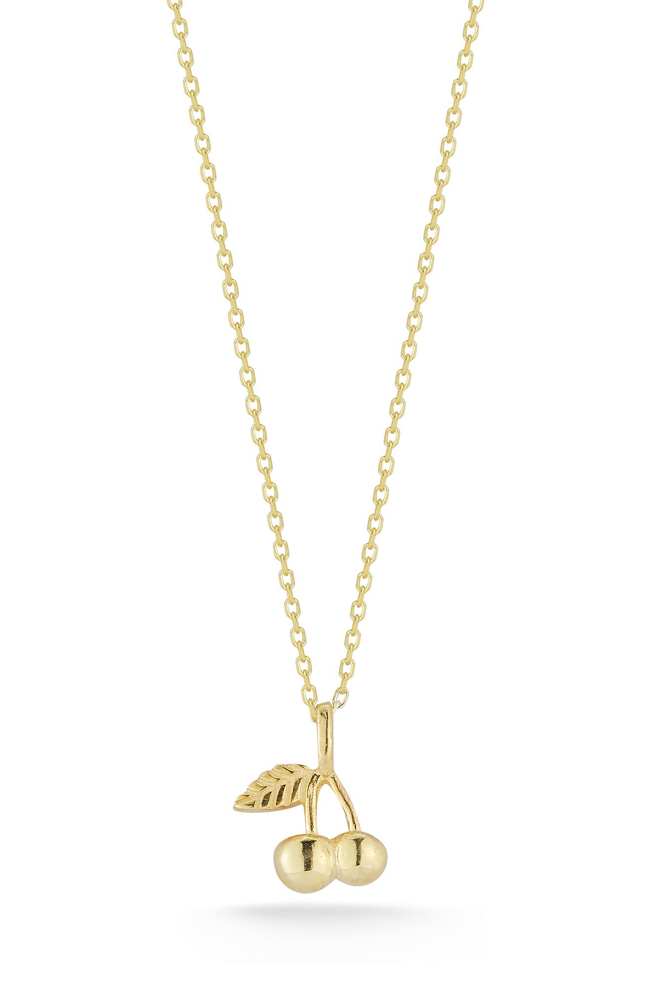 14k gold cherry pendant