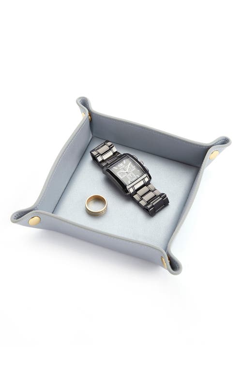 Royce New York Catchall Leather Valet Tray In Silver
