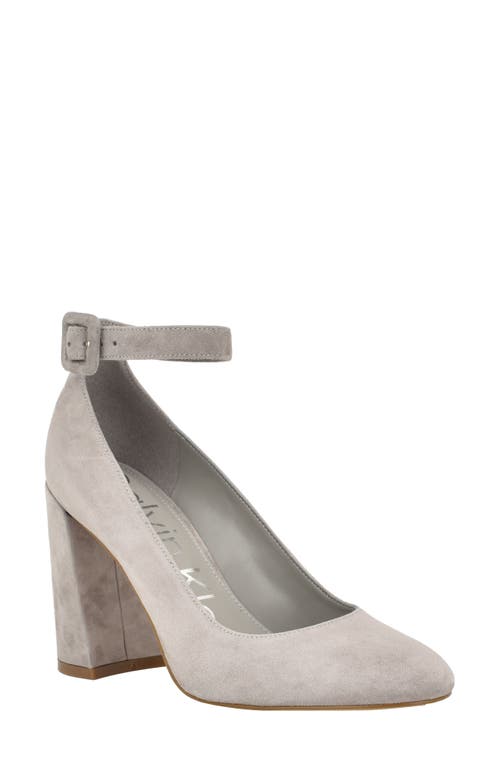 Calvin Klein Fionna Ankle Strap Pump in Grey Suede at Nordstrom, Size 9