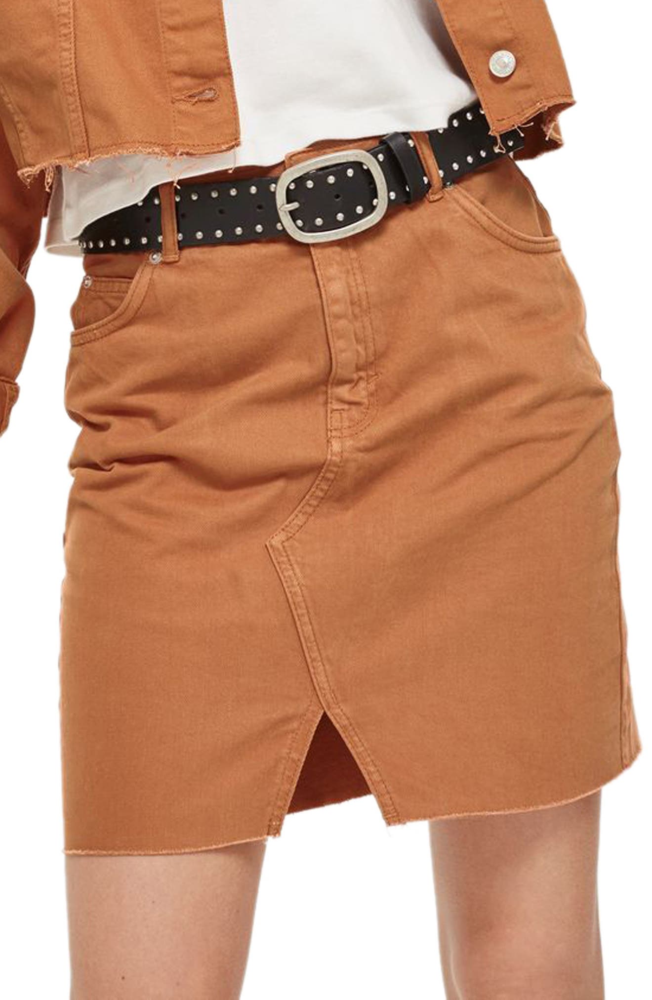 rust denim skirt