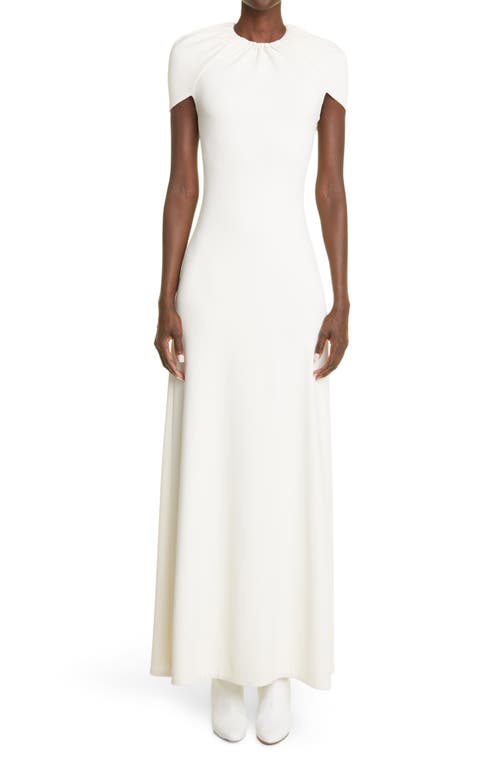 Brandon Maxwell Cape Sleeve Jersey Gown in Ivory