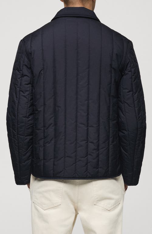 Mango Quilted Water Repellent Jacket In Dark Navy