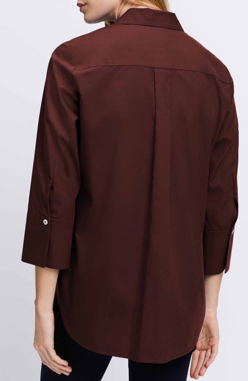 Foxcroft Madison Popover Cotton Oxford Shirt In Chicory Coffee