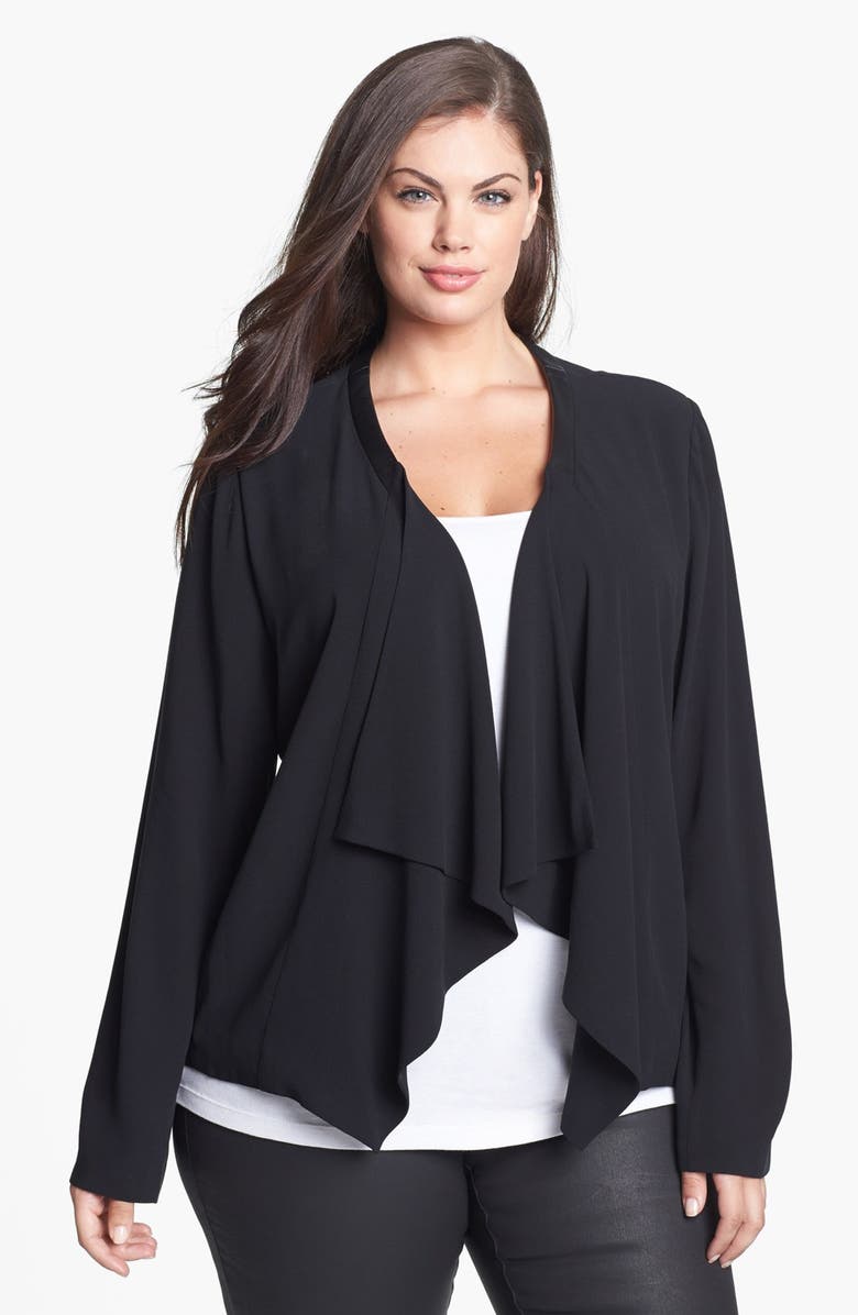 Eileen Fisher Drape Front Silk Jacket (Plus Size) | Nordstrom