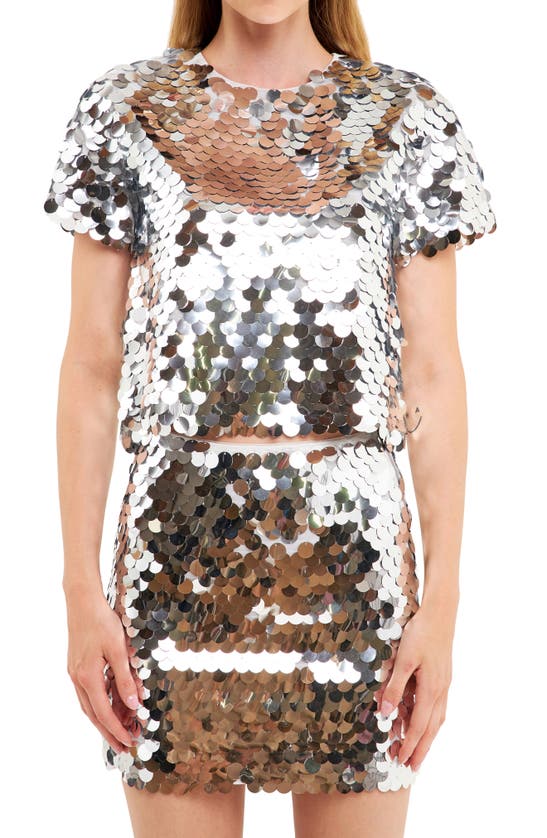 Endless Rose Sequin Top In Silver