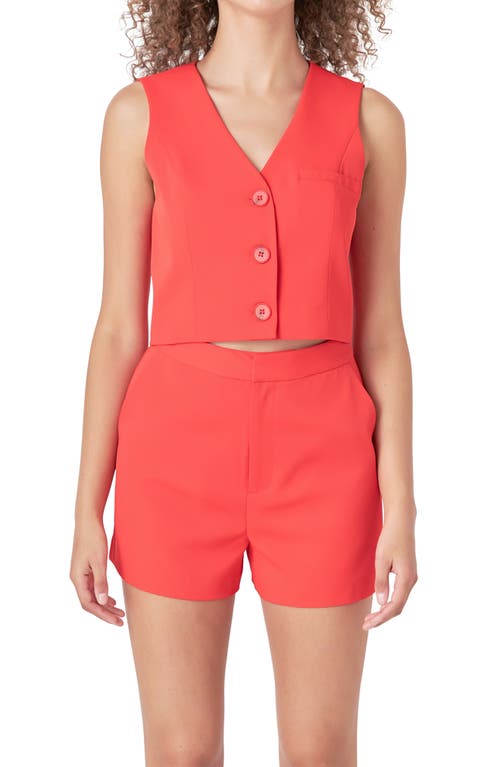 Shop Endless Rose Button-up Crop Vest In Red Orange