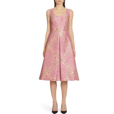 Dolce & gabbana Metallic Brocade Midi Dress, US / 44 IT - Pink