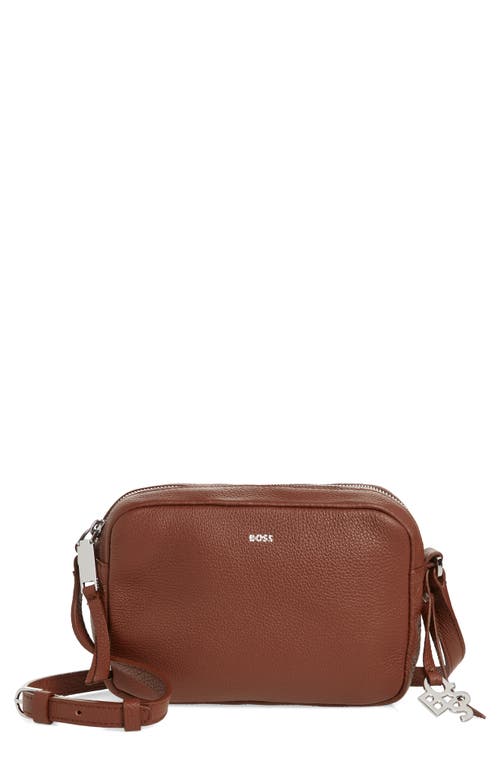 BOSS Scarlet Leather Crossbody Bag in Open Brown