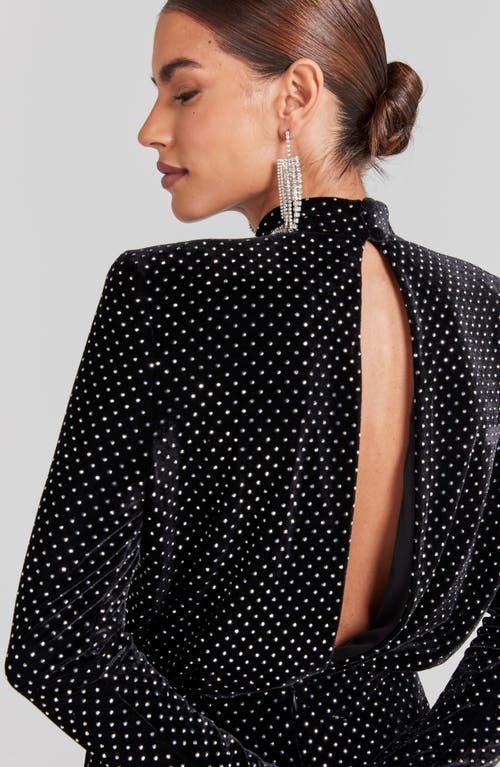 Shop Nadine Merabi Luna Long Sleeve Stretch Cocktail Minidress In Black