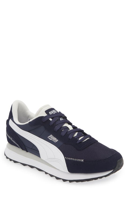 Shop Puma Road Rider Sneaker In  Navy- White