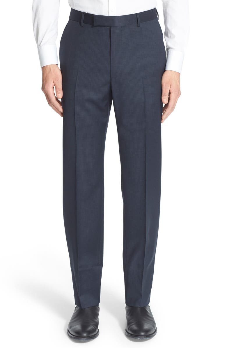 Z Zegna Flat Front Check Wool Trousers | Nordstrom