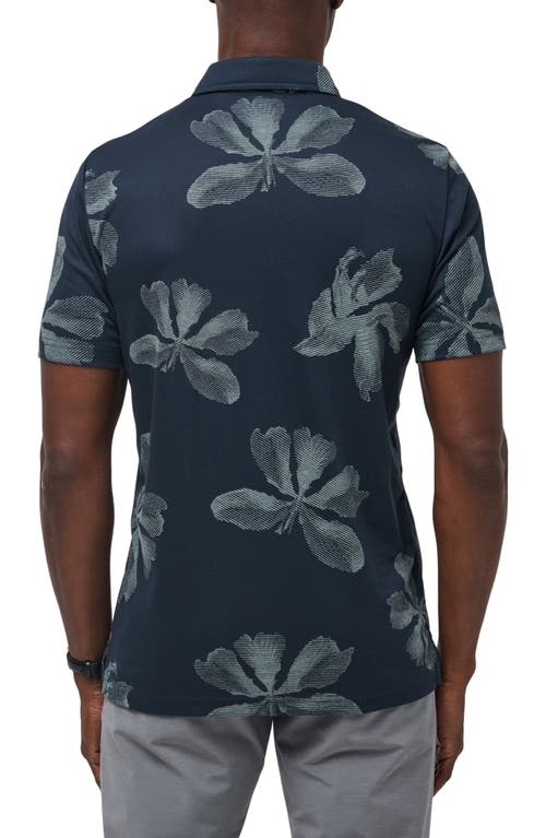 Shop Travismathew Tropical Tour Floral Cotton Blend Polo In Total Eclipse