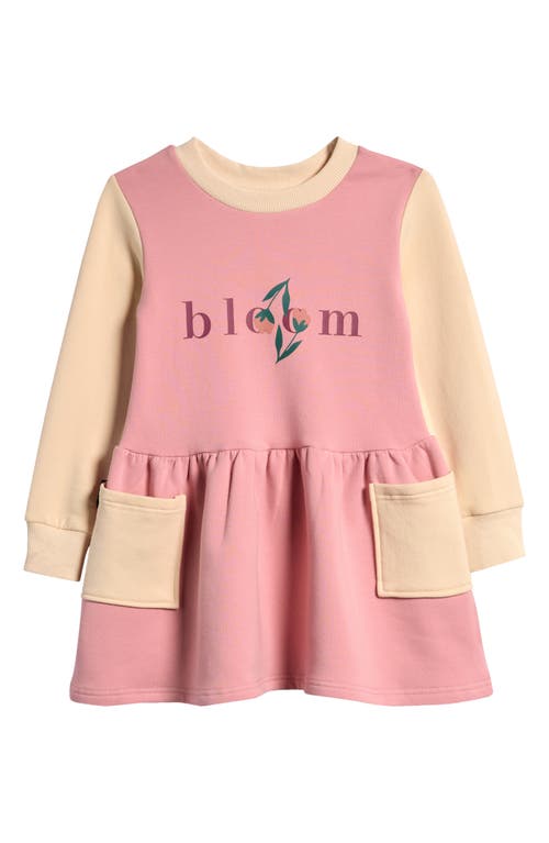 Shop Tiny Tribe Kids' Bloom Colorblock Long Sleeve Dress In Pink Multi