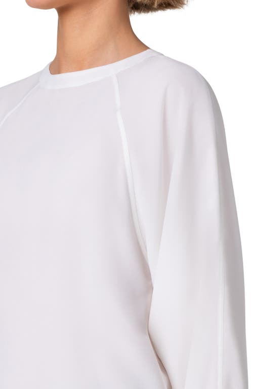 Shop Akris Raglan Sleeve Silk Crepe Top In Ecru