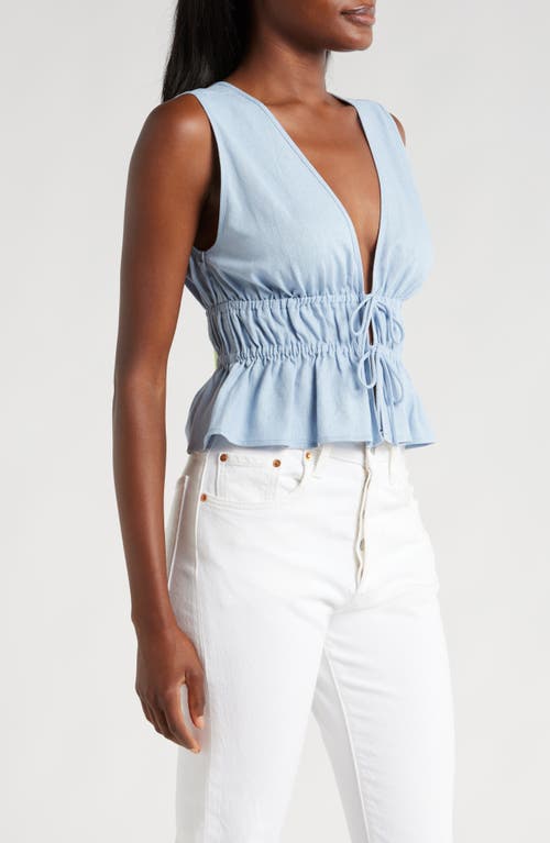 Shop Wayf Nadine Deep V-neck Sleeveless Top In Dusty Blue