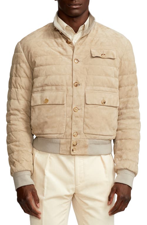 Ralph Lauren Purple Label Kendall Suede 750 Fill Power Down Jacket Truffle at Nordstrom,