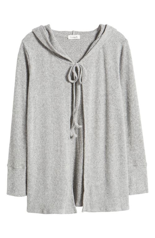 Shop Loveappella Hooded Rib Cardigan In Heather Gray