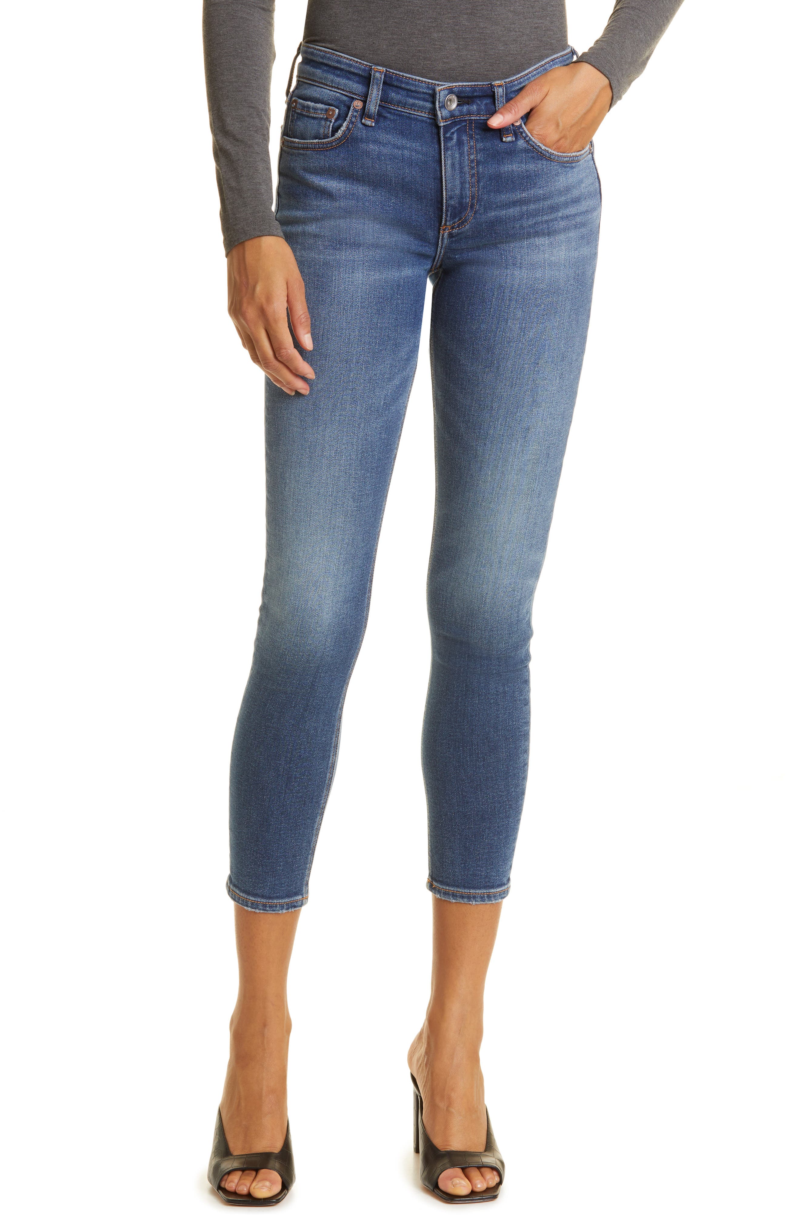 BNWT NEXT Ladies Relaxed skinny slim leg mid blue mid rise stretch jeans  R L XL 