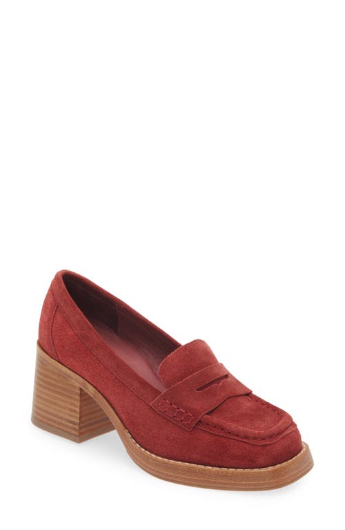 Irene Penny Loafer Pump in Bordo Suede