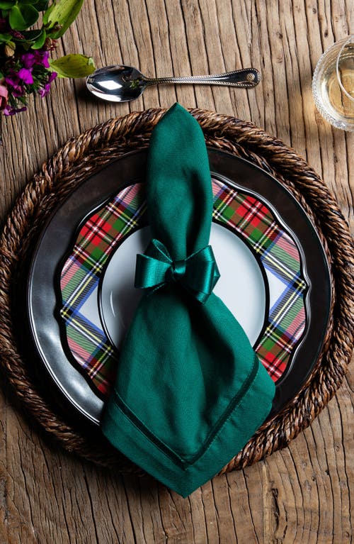 Juliska Tuxedo Stewart Tartan Napkin Rings, Set Of 4 In Evergreen